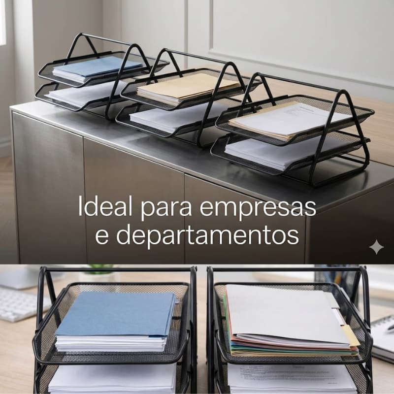 Organizador Escritório Tela Metálica 2 Andares E 3 Andares Bandeja A4 Para Escritório e Home Office