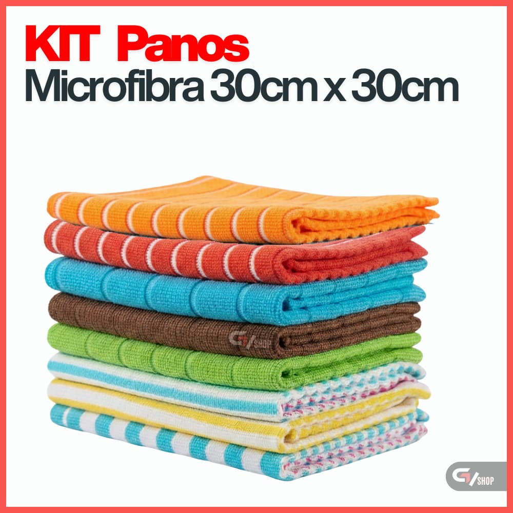 Kit Panos De Limpeza Microfibra  Multiuso 30x30cm  3/6/9/12unidades