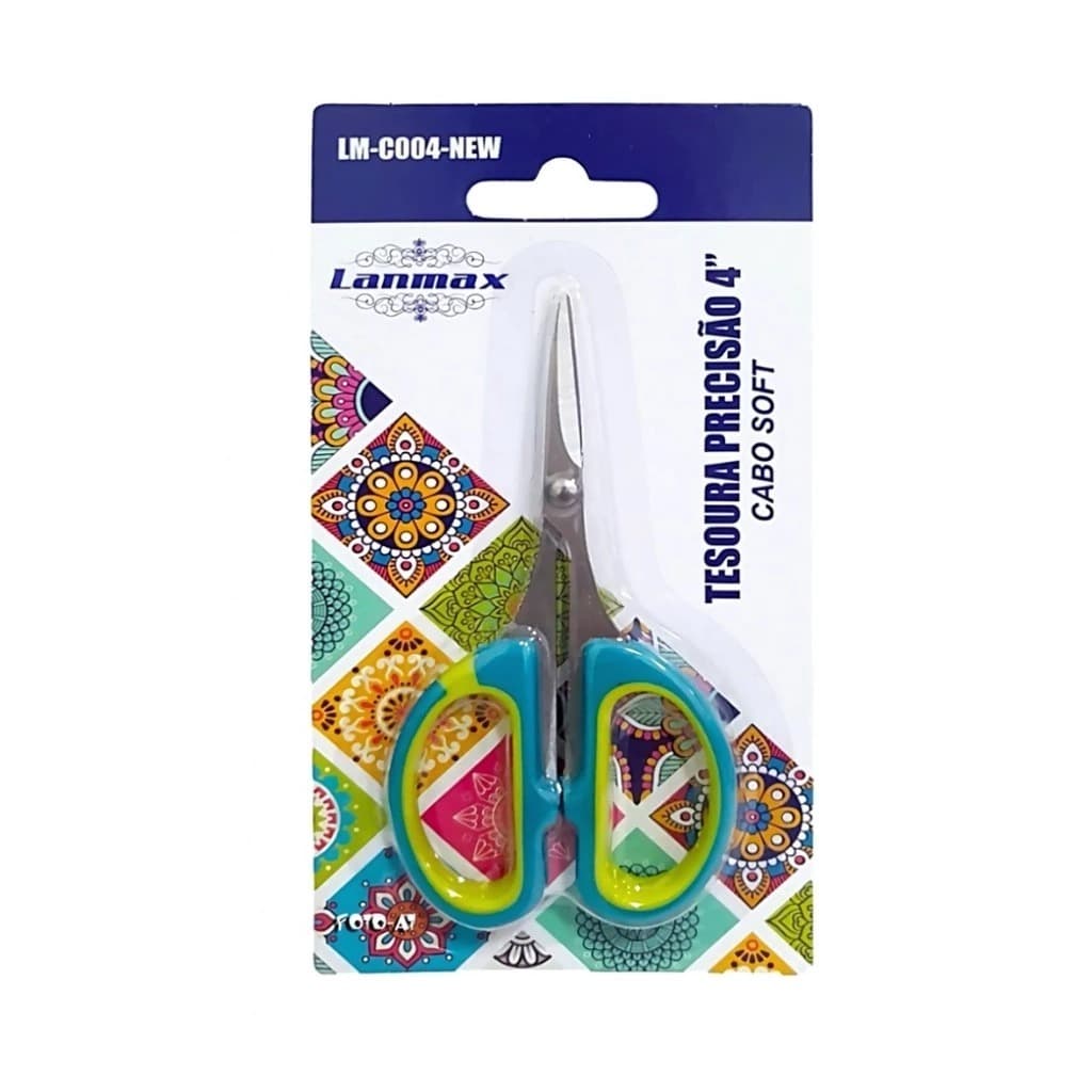 Tesoura Precisão Cabo Soft 4"  Patchwork Costura Artesanato Lanmax