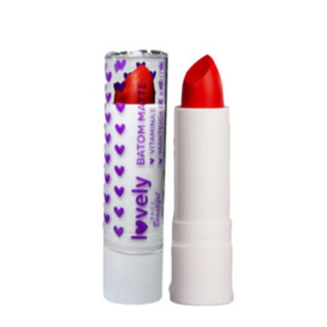 Batom Matte em Bala Lovely com Vitamina E Alta Pigmentação 3,5g Não Resseca