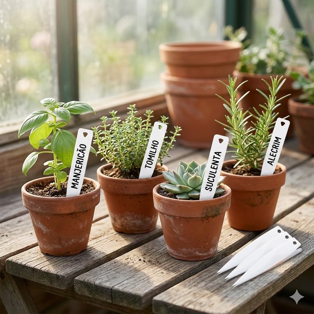 Plaquinha de Identificação Para Plantas Etiquetas E-11 Mudas Flores Suculentas