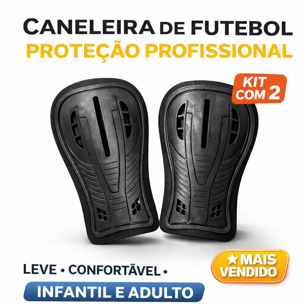 Caneleira Futebol INFANTIL e ADULTO Proteção Leve Esporte Treino Futebol Quadra Campo Futsal Society
