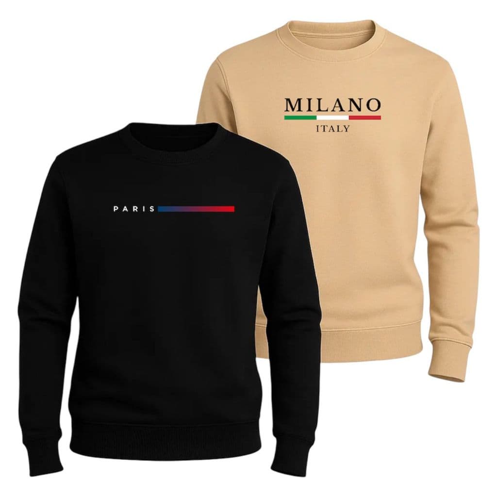 Kit Moletom 2 Blusa De Frio Gola Redonda Careca Milano e Paris Reforçado Promoçao