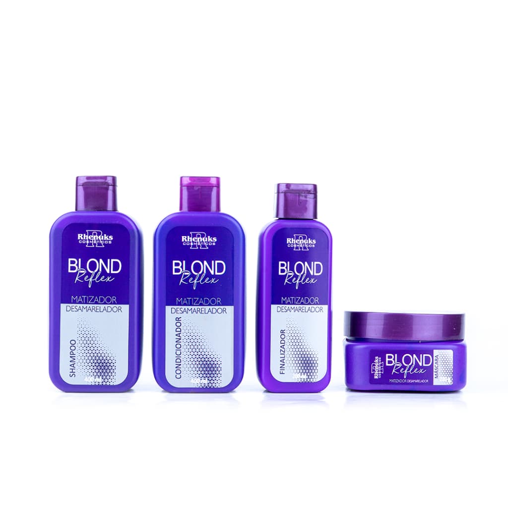 Kit Capilar Blond Reflex 4 Peças Rhenuks Matizador Shampoo Máscara Liso Loiro Desamarelador 200ml