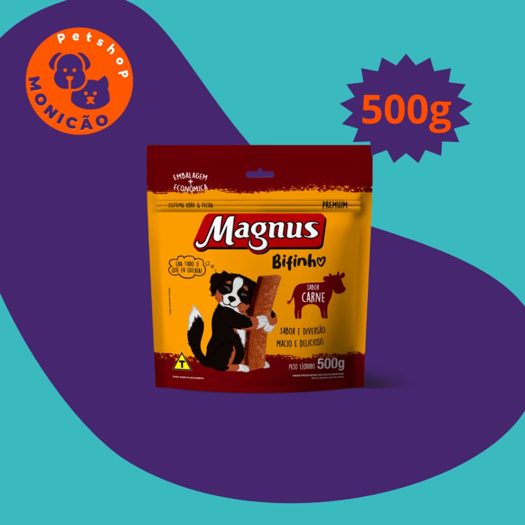 Bifinho Magnus para Cães Adultos Sabor Carne 500g - Textura Macia e Saúde Bucal