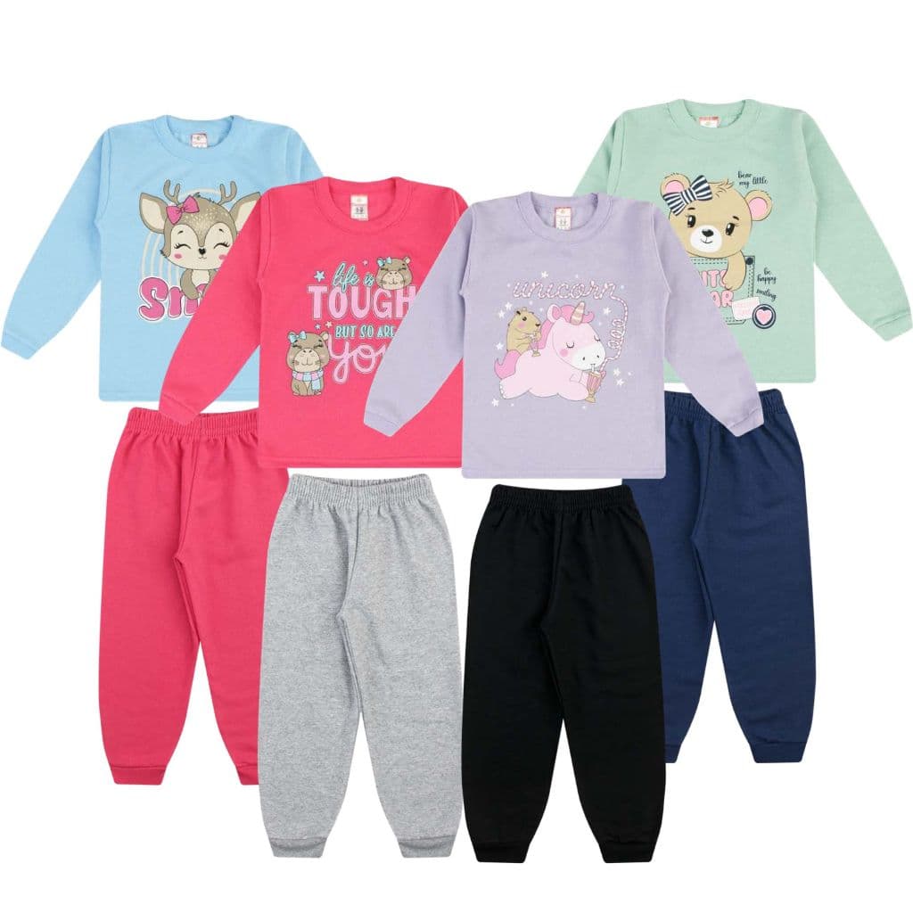 Kit 4 Conjuntos Moletom Menina Infantil