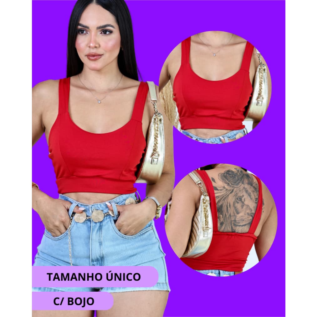 Cropped -TAMANHO ÚNICO - Tecido SUPLEX PREMIUM - COM BOJO - VARIAS  CORES  C004
