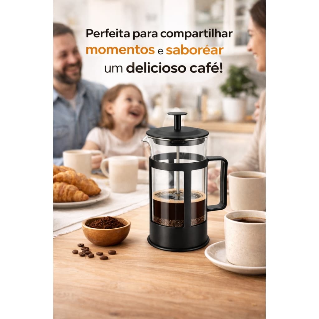 Prensa Francesa Vidro 300ml Filtro Café Chá Leite Sabor Intenso Portátil Casa Trabalho Viagem