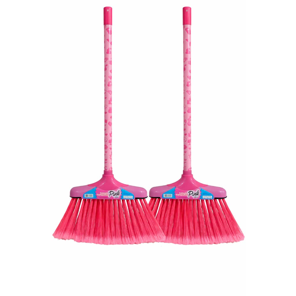 KIT COM 2 VASSOURAS PINK PLUS COM CABOS 120CM