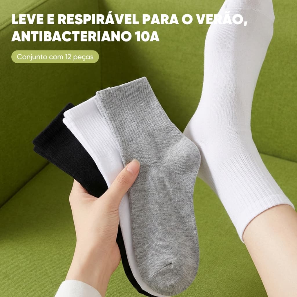 Melana 12 KIT DE MEIAS LONGAS MASCULINAS - Conforto Diário | Anti-odor  12 Pares Tam. 40-46