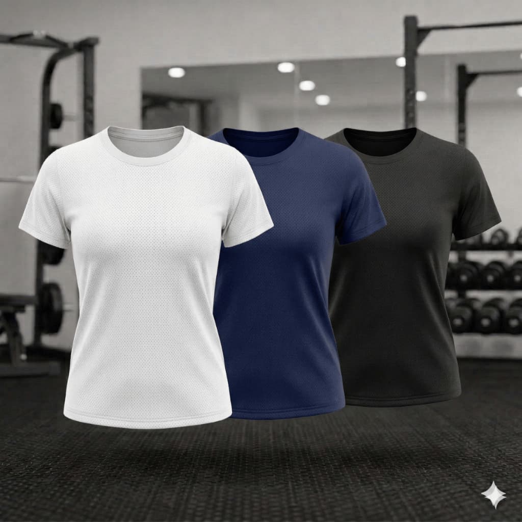 Kit 3 Camisetas Femininas Dry Fit Ritmo Leve – Academia, Corrida e Treino