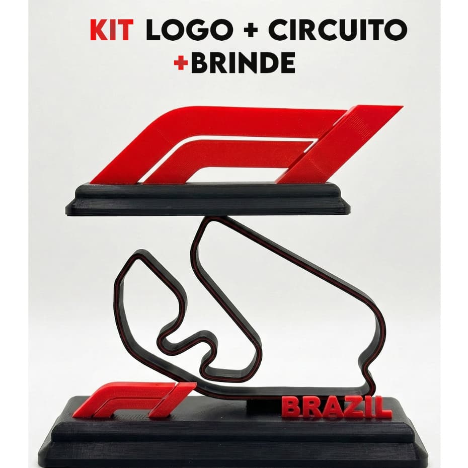 KIT LOGO Formula 1 + Circuito Interlagos F1, Presente para fã de Formula 1, Decoração Escritório e Quarto.