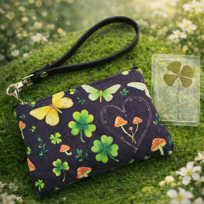 Pequena Bolsa De Mão Carteira Feminina Porta Documentos - acompanha um trevo da sorte