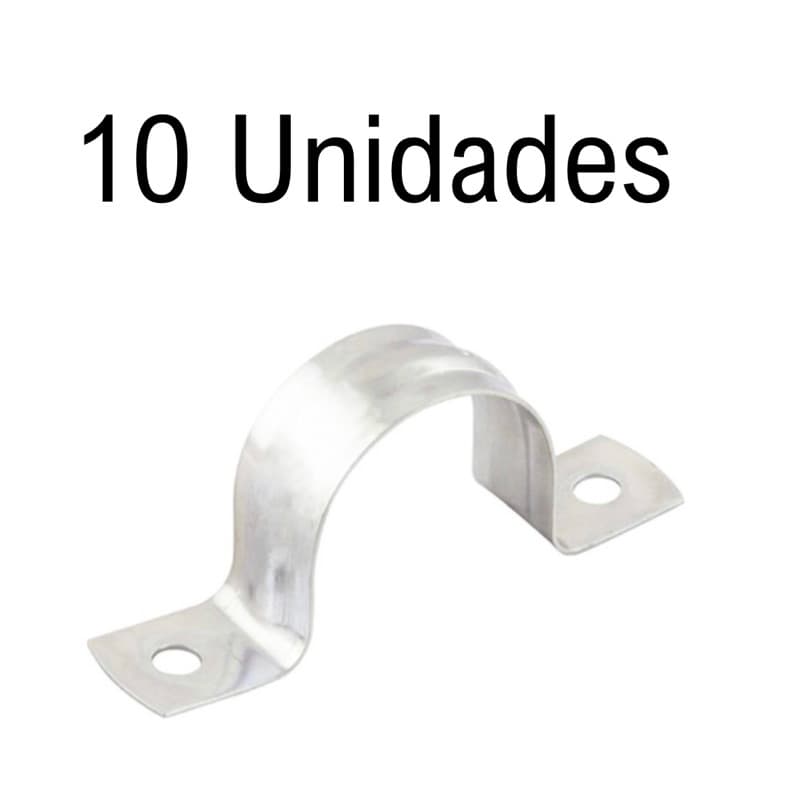 Kit 10 Abraçadeira tipo U 1/2 ou 3/4 para Canos Tubos Tubulação Encanação Eletroduto Construção Civil Aço Galvanizado