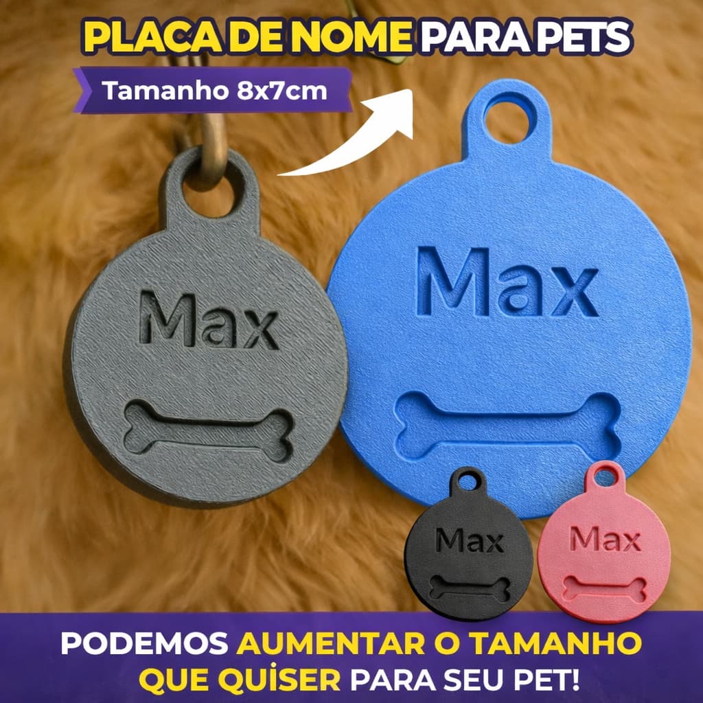 Placa de Nome Para Pets Personalizada Plaquinha Pet Cachorro Gato Pingente Para Coleira medalha pet, gravada/personaliza
