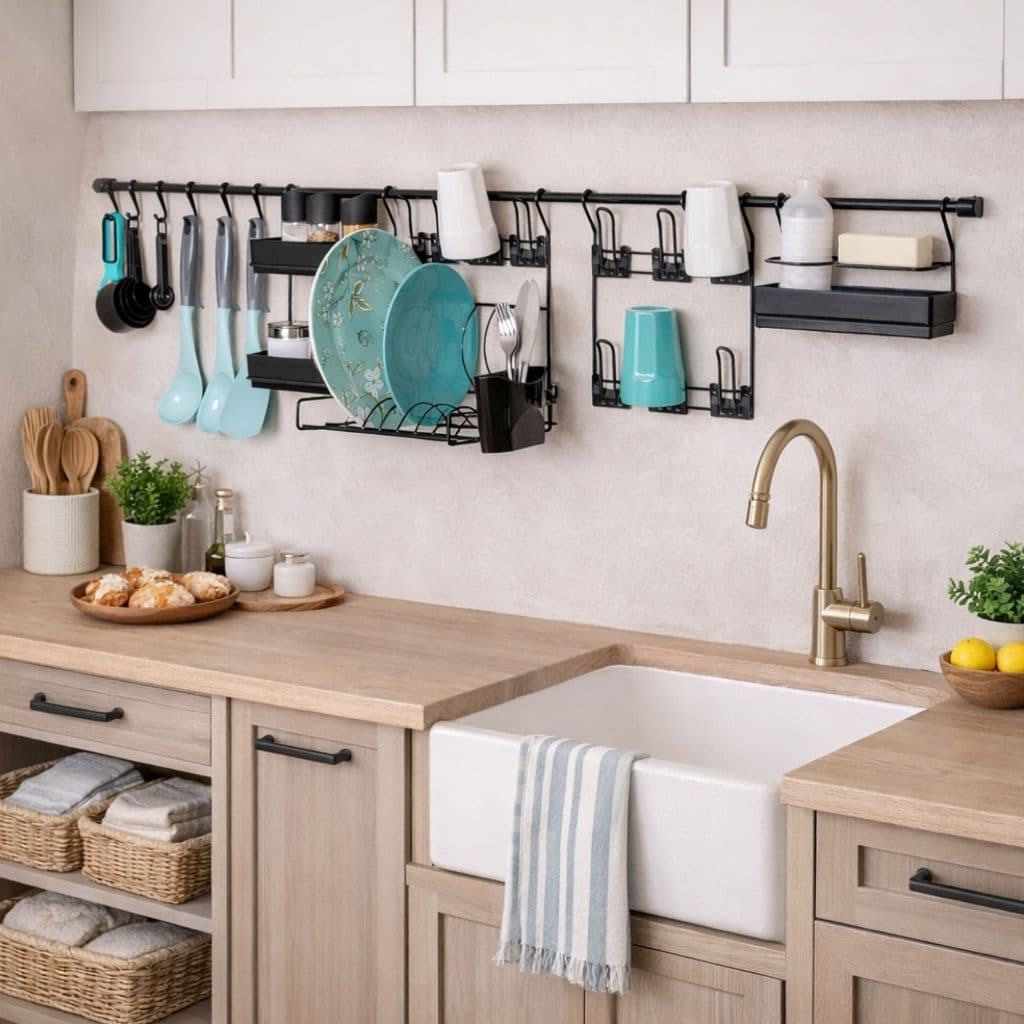 Cook Premium Organizador Aramado de Parede para Cozinha – Porta Temperos e Utensílios Kit 7