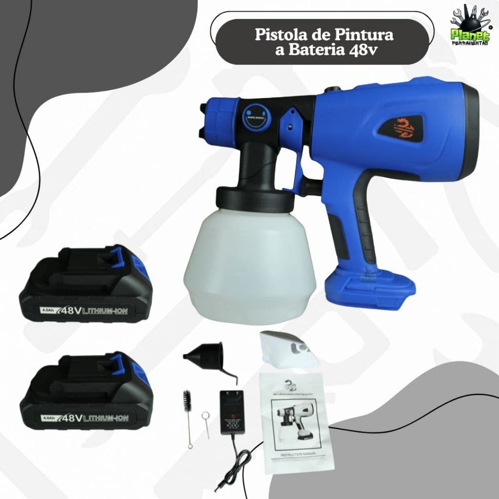 Pistola De Pintura Pulverizadora 2 Baterias 48v Profissional