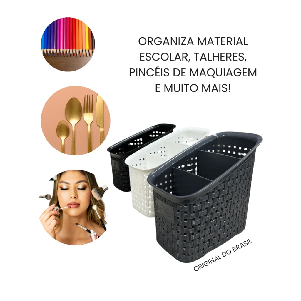 Porta Talheres Organizador Multiuso de Plástico Nitron