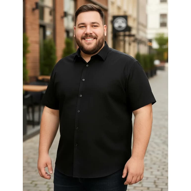 Camisa Social Plus Size Masculina Manga Curta G1 ao G12 Não Amassa