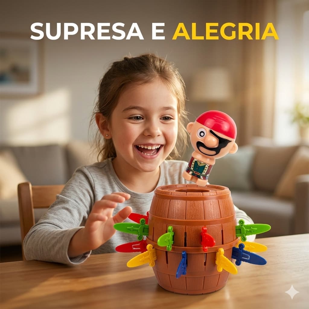Jogo Pula Pirata Jump Clássico Infantil 16 Peças Brinquedo de Tabuleiro Família Diversão e Sorte - Original com INMETRO