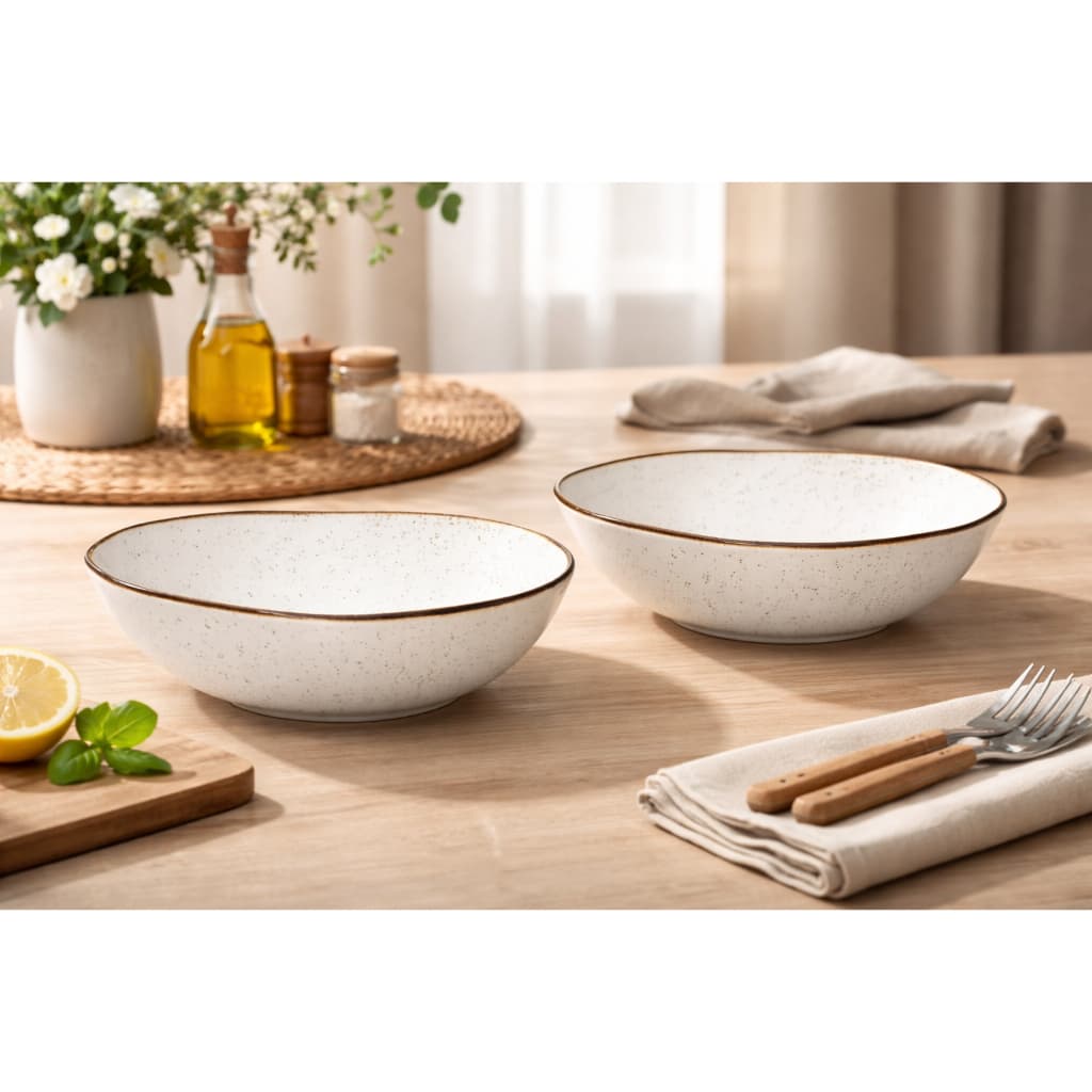 2 Saladeiras 26 Cm Ryo Maresia Em Porcelana  Tigela Para Salada E Massas