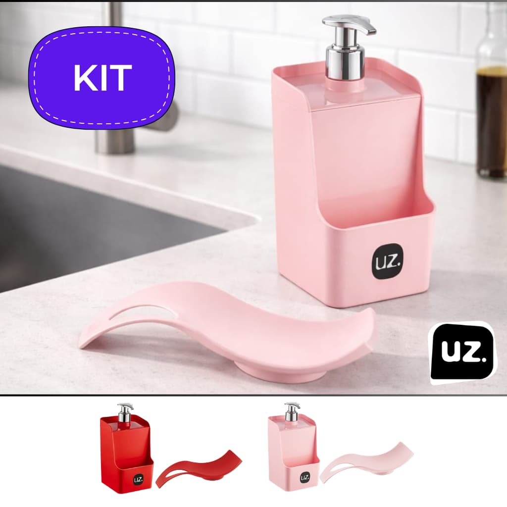 KIT Dispenser detergente 500ml + Apoio de colher descanso (Descanso de colher) - Porta detergente