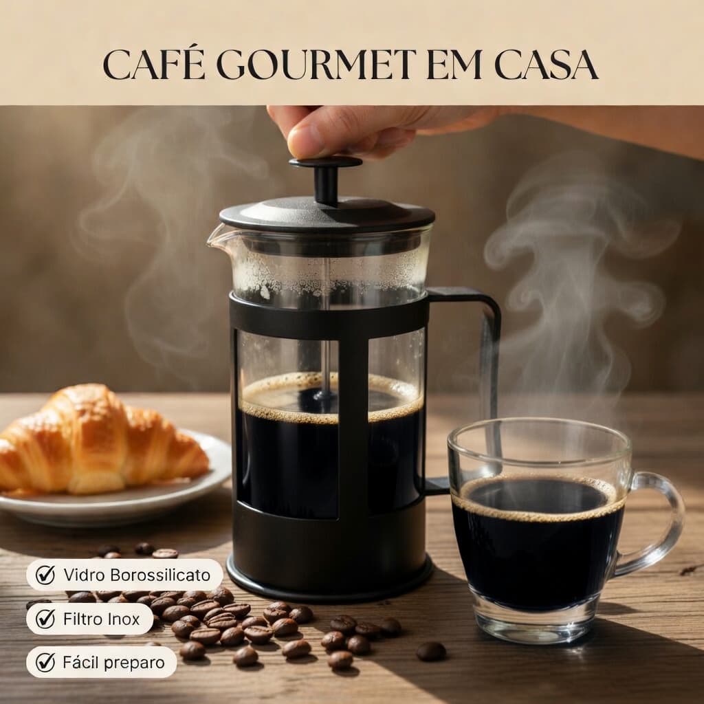 Cafeteira Francesa 300ml Original Prensa Francesa Inox Café Gourmet Promoção 🔥 Cremeira