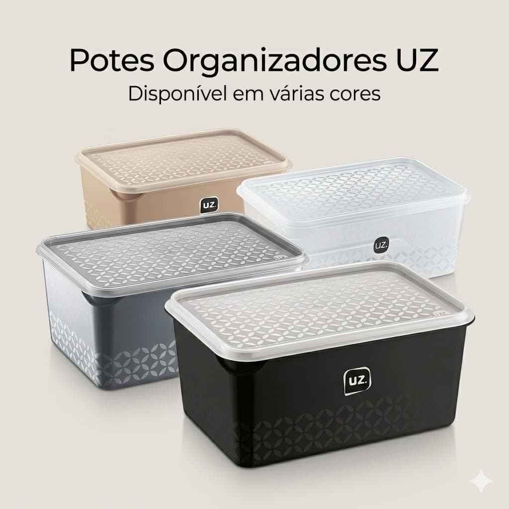 Pote Plastico Organizador 2 Litros UZ Retangular Hermético Micro-ondas e Freezer Kit 1, 2 ou 3 Unidades (Escolha a Cor)