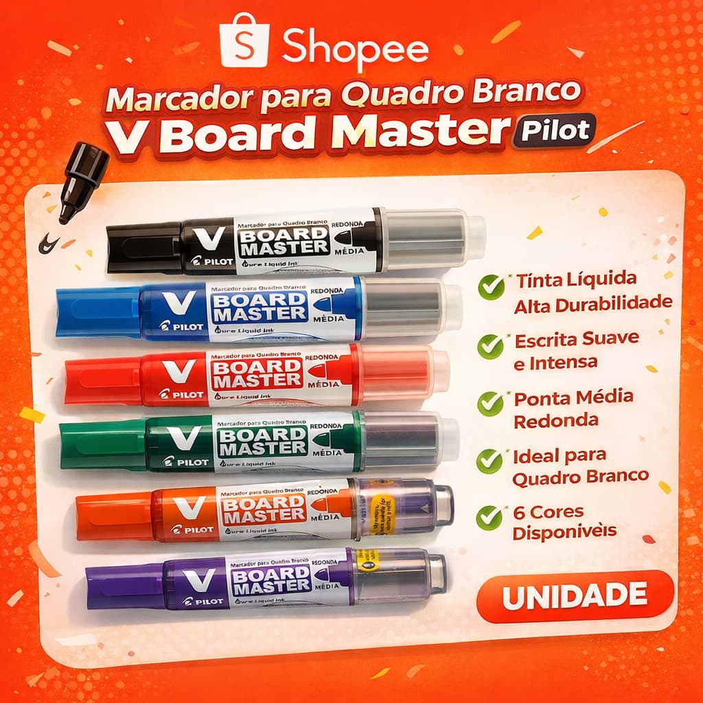 Marcador Quadro Branco Pilot V Board Master Recarregável Ponta Redonda Original