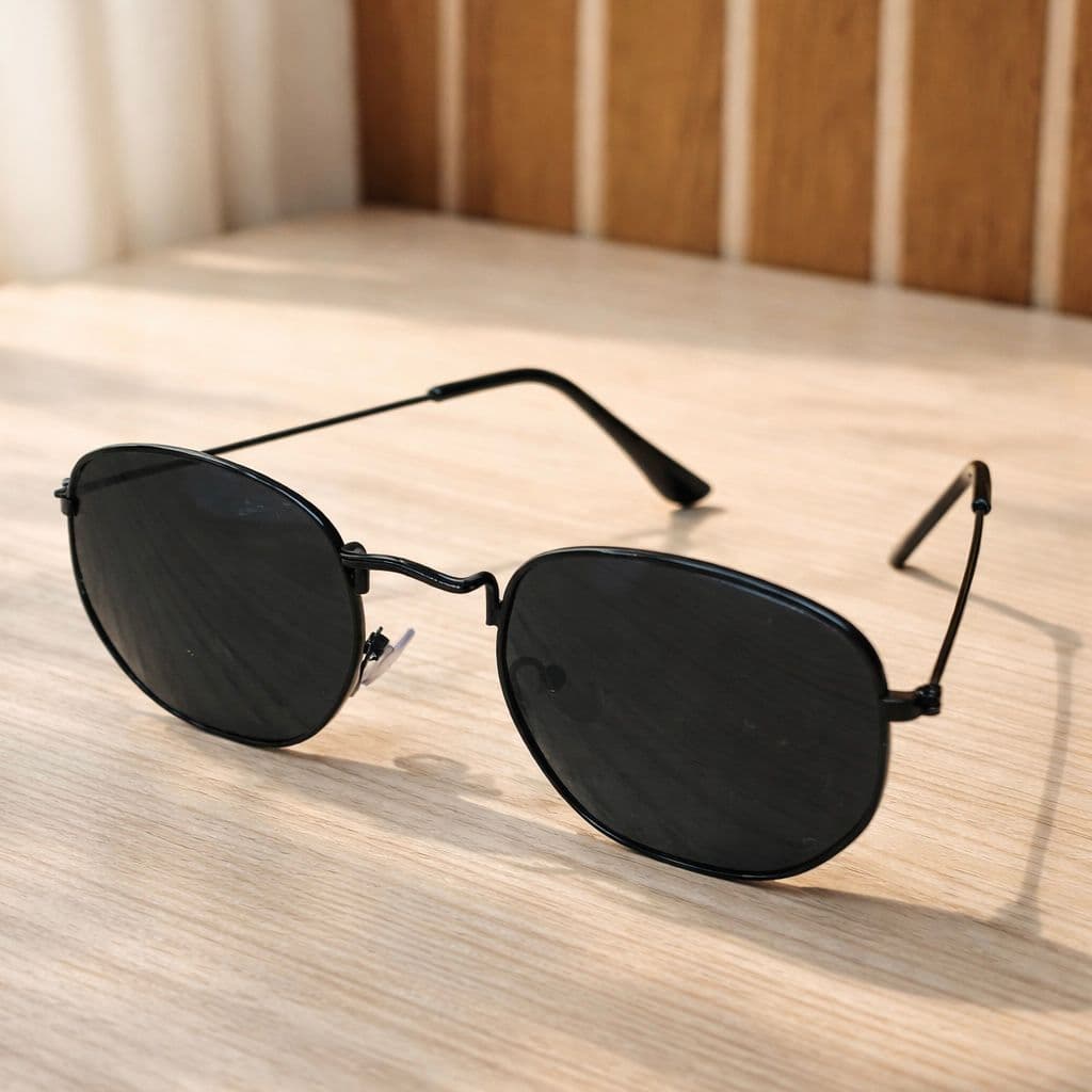 Óculos Hexagonal Masculino e Feminino Retrô Estilo Vintage Lente Preto