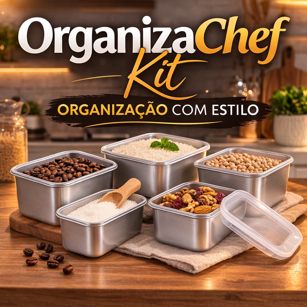 Potes de Alumínio para Mantimentos OrganizaChef | Kit 5 Organizadores de Cozinha