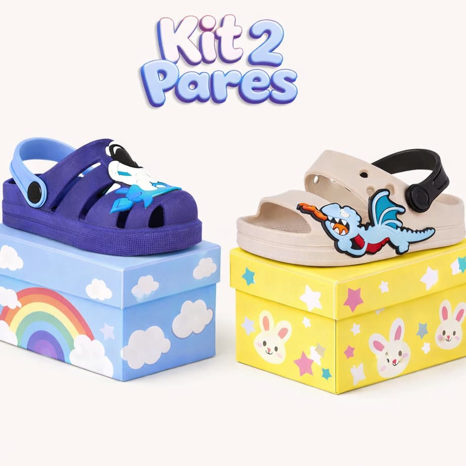 Kit 2 Sandália Infantil Menino Papete Leve Anatômico e Confortável