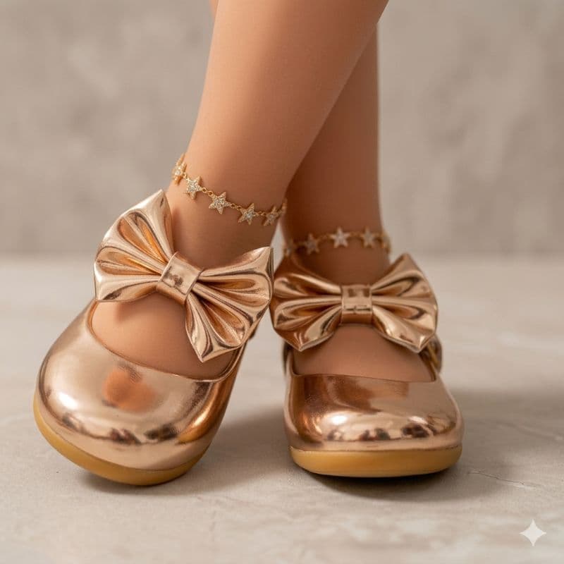 Sapatilha Infantil Bronze com Laço Elegante