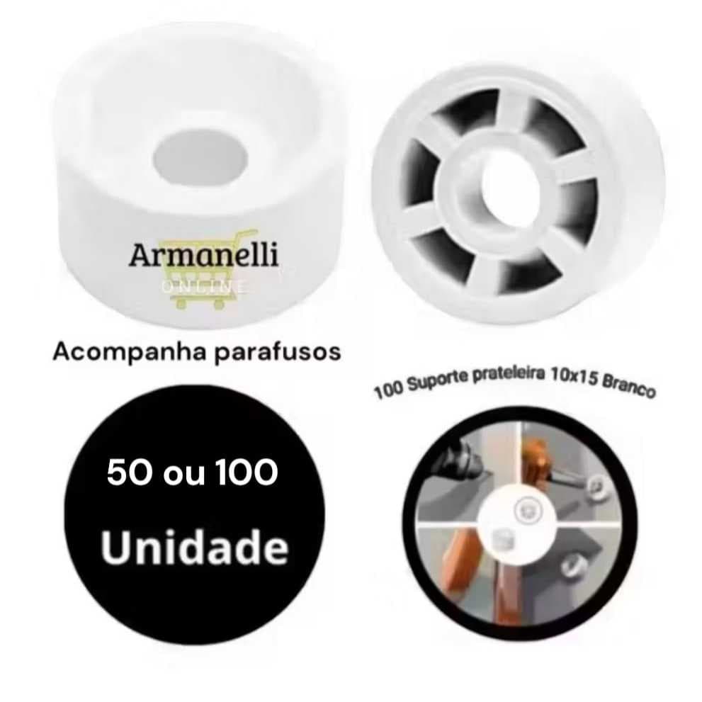 kit 50 ou 100 Suporte Tubinho 10x15 Branco para Montagem de Prateleiras Moveis