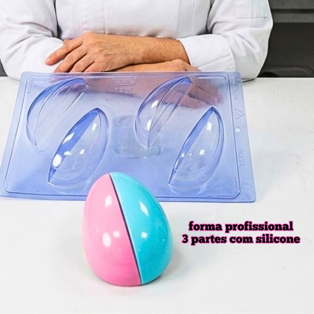 Formas Ovo Fatias 4 ou 6 Fatias 150g e 250g - Ovo de Páscoa em Fatias - 3 Partes Com Silicone
