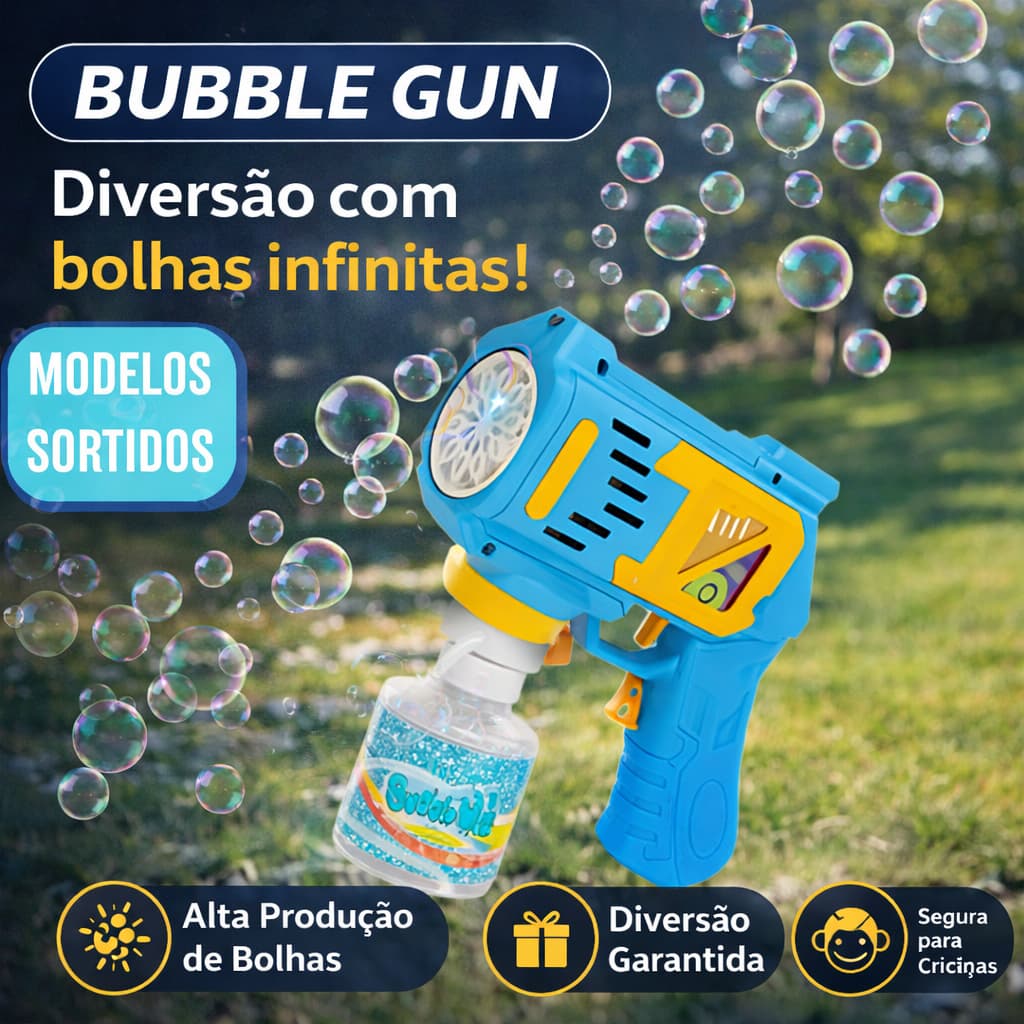 Pistola de Bolhas Bubble Gun Automática Brinquedo Infantil Máquina de Bolhas