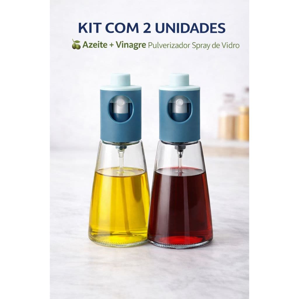 Kit 2 Spray Pulverizador de Óleo Azeite Vidro Air Fryer Salada Cozinha