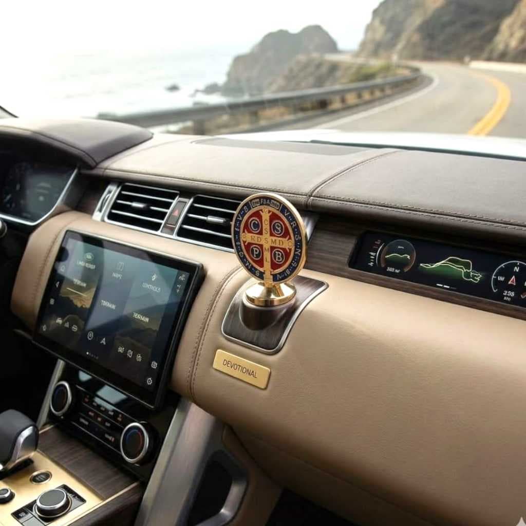 Medalha De São Bento Dupla Face Para Painel De Carro Metal Proteção