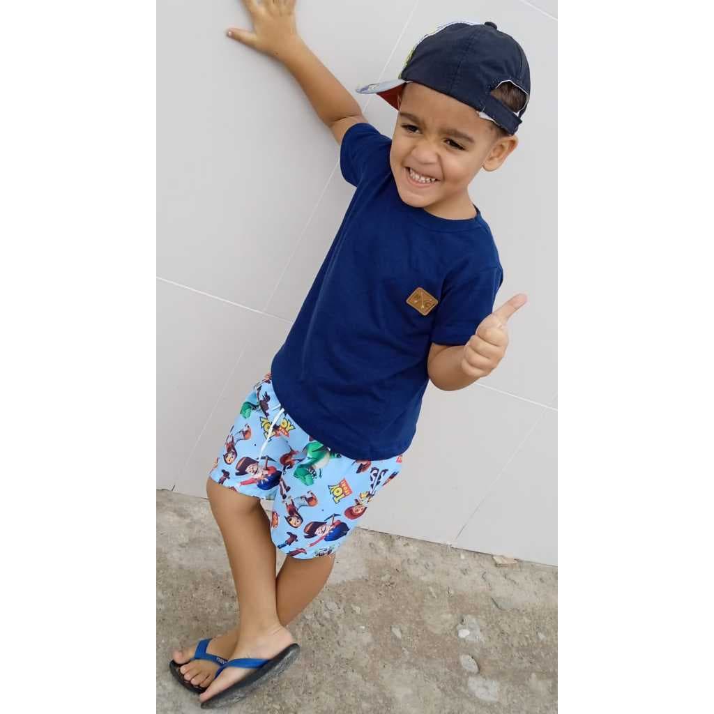 Conjunto Infantil camisa algodão + short tactel 1.2.3 Anos