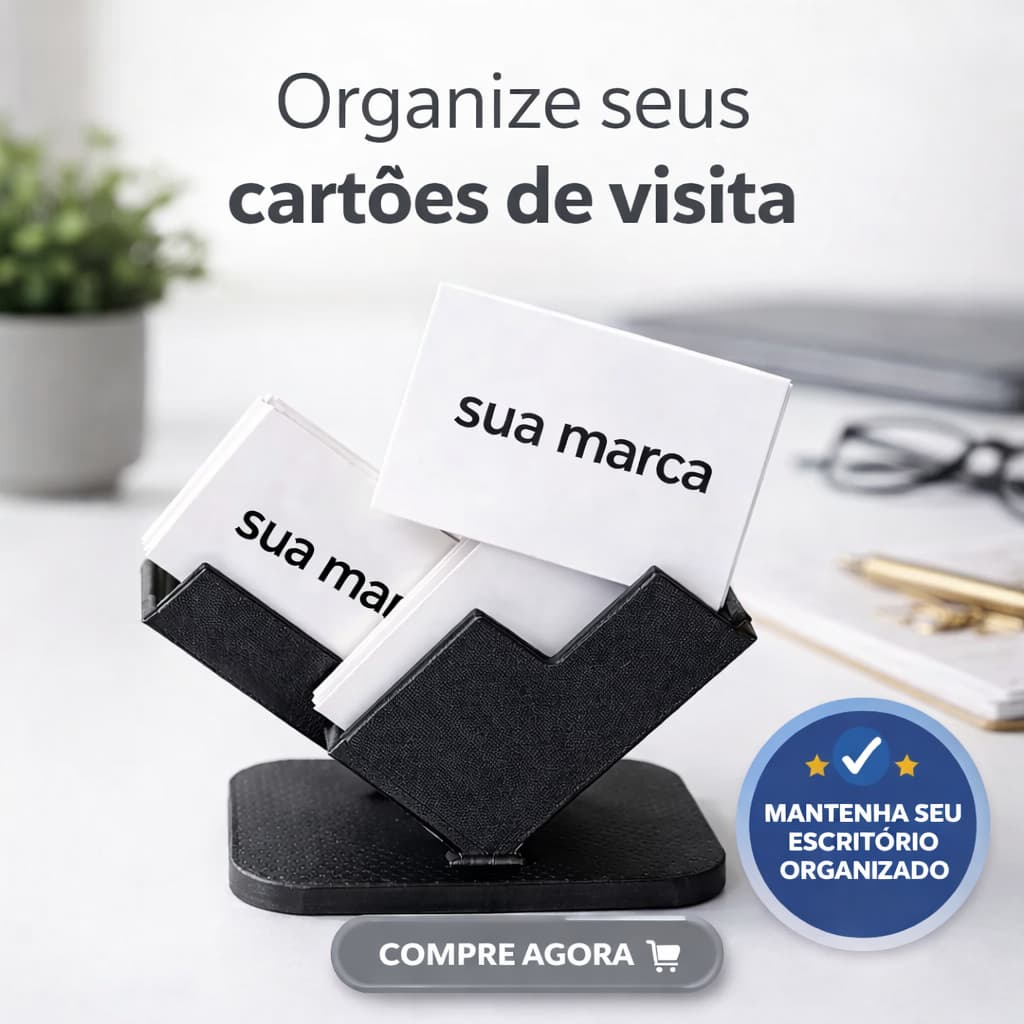 Expositor Porta Cartão De Visita Duplo Elegante Mesa Preto