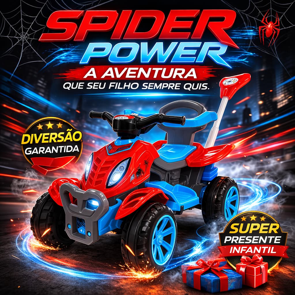 Quadriciclo Infantil Spider 4 Rodas Menino Carro Infantil Brinquedo Aventura