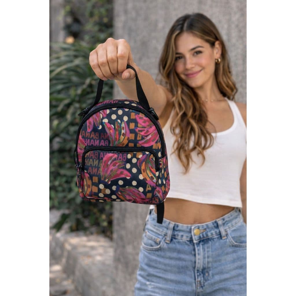 Bolsa Feminina Transversal Estampada Estilo Mochila Pequena Casual Moda Dia a Dia Prática 2 em 1