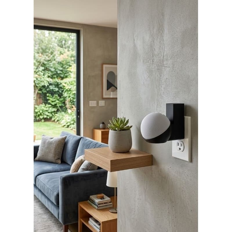 Suporte inteligente para Alexa Esconde Fio e Cabo Sem Furos Tomada Vertical