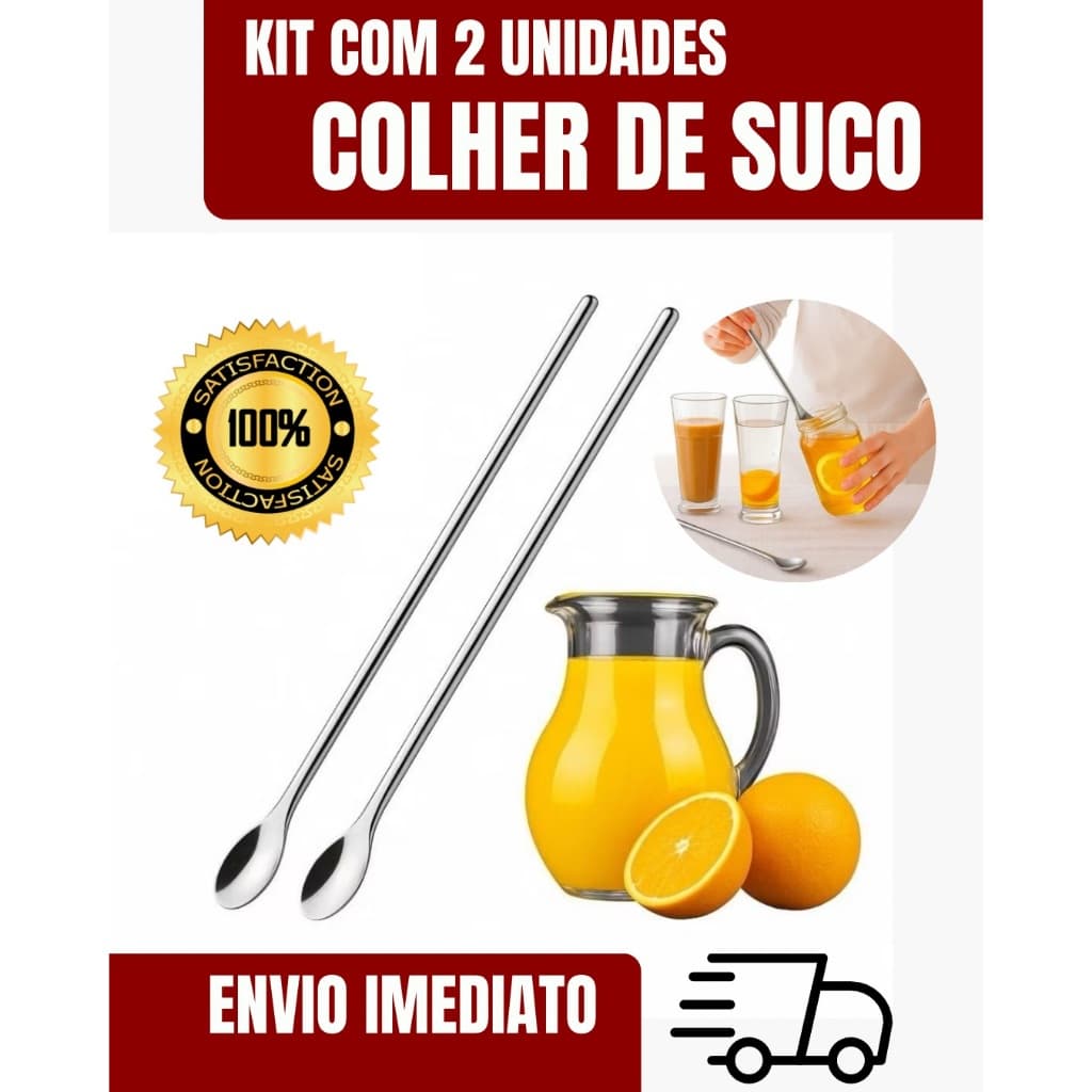 Kit 2/4/6/8 Colher Bailarina (AÇO INOX) de 20cm para Sucos, Drinks (USO DOMESTICO E PROFISSIONAL)