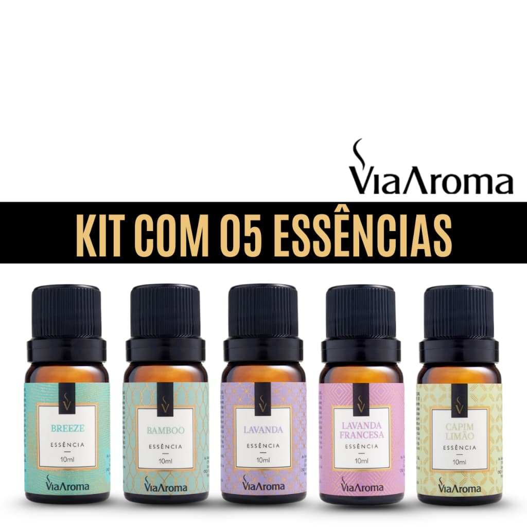 Kit 5 Essências Via Aroma - Essência Aromatizador de Ambiente Elétrico Essencia Difusor
