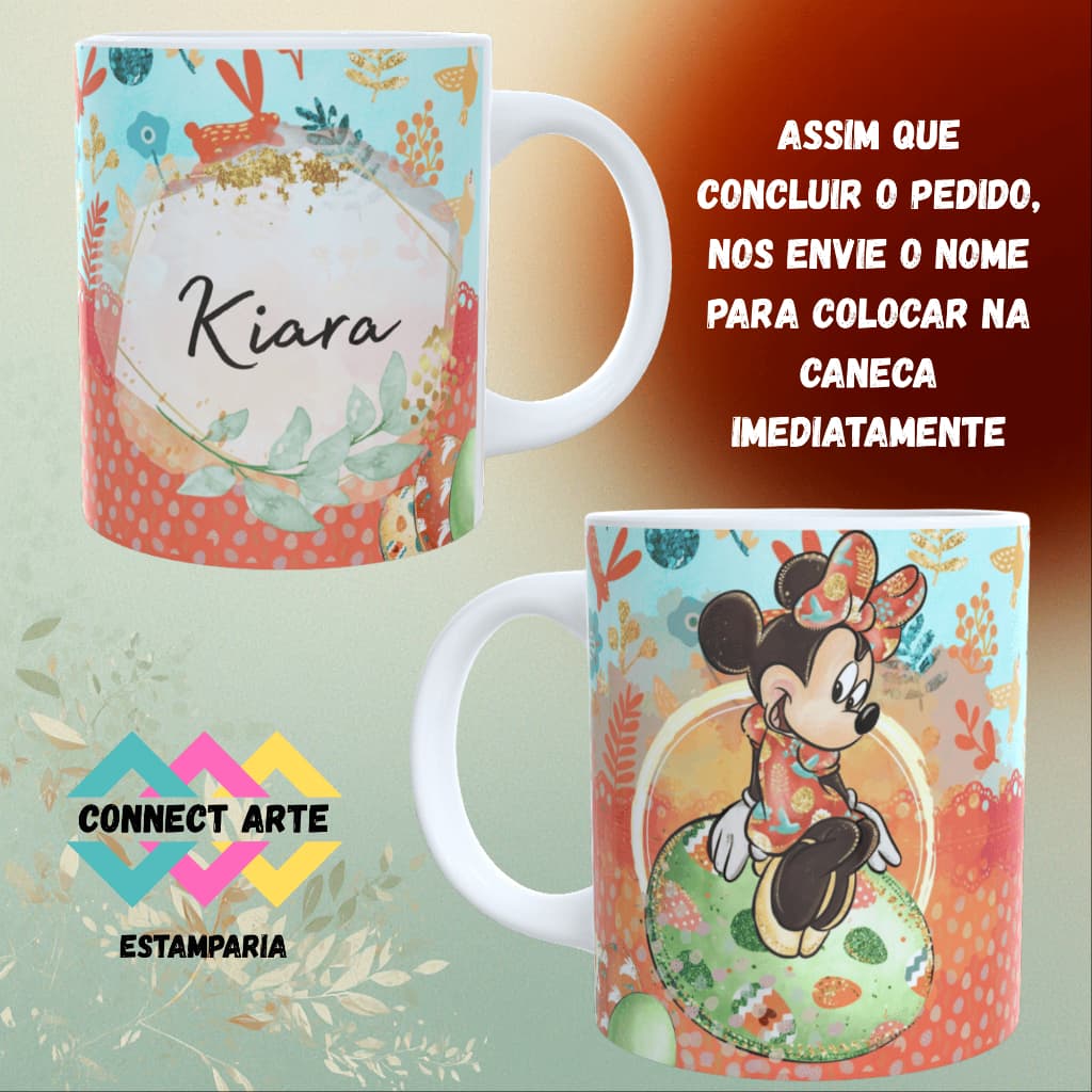 Caneca pascoa desenho personalizada com nome