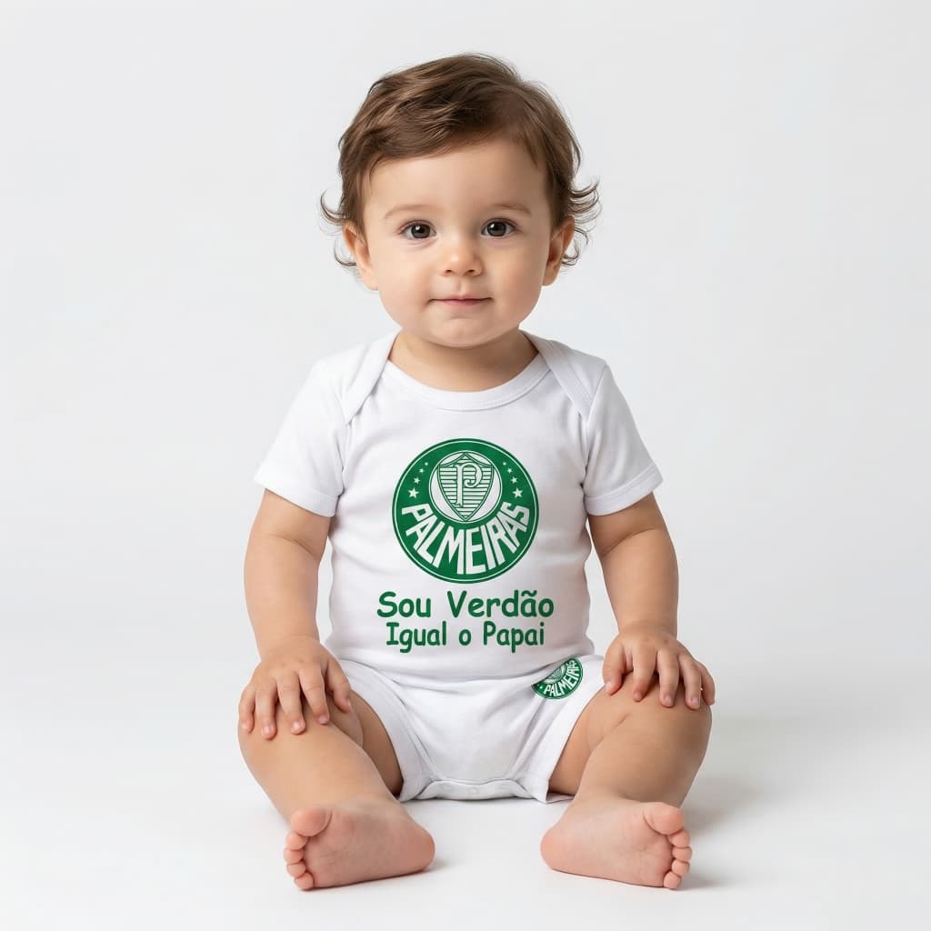 Body Infantil Bebê  Palmeiras Menino Short Conjunto Futebol Infantil Mesversario Envio Rápido Promoção