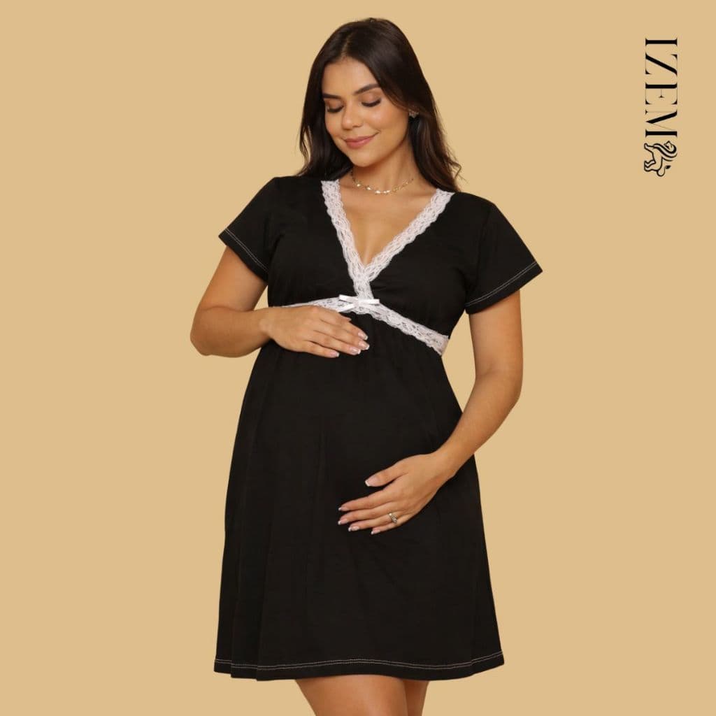 Camisola de Amamentação com Abertura Lateral de Algodão