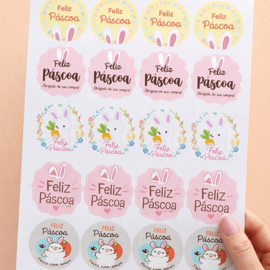 Adesivo Feliz Páscoa Etiqueta Para Ovo De Chocolate Lembrancinha Coelhinho Tag Embalagem Presente Envio imediato.