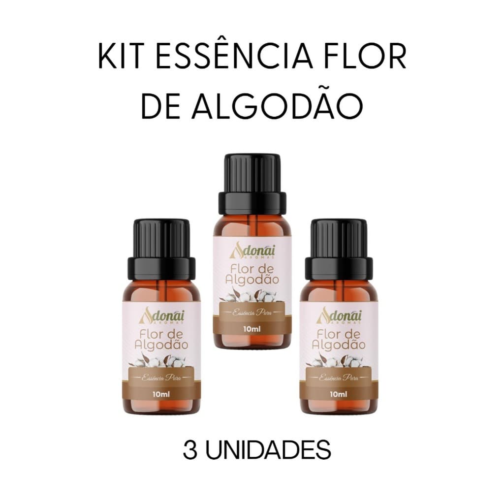 Kit 3 Essência Aromática Flor de Algodão 10ml Adonai Difusol Elétrico Umidificador